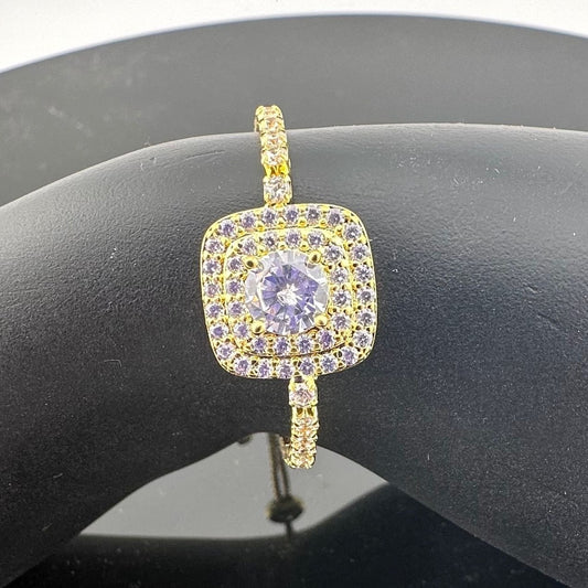 14kt Gold Plated Bolo Bracelet with 4.5 Carat White Topaz Gemstones