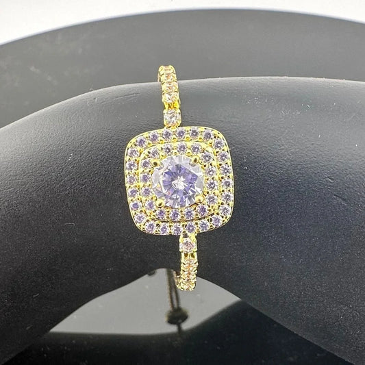 14kt Gold Plated Bolo Bracelet with 4.5 Carat White Topaz Gemstones - A+ Stuff