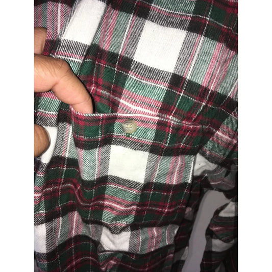David Taylor Mens Red, Green, White Plaid Button Up Flannel Shirt Size L- NWT - A+ Stuff