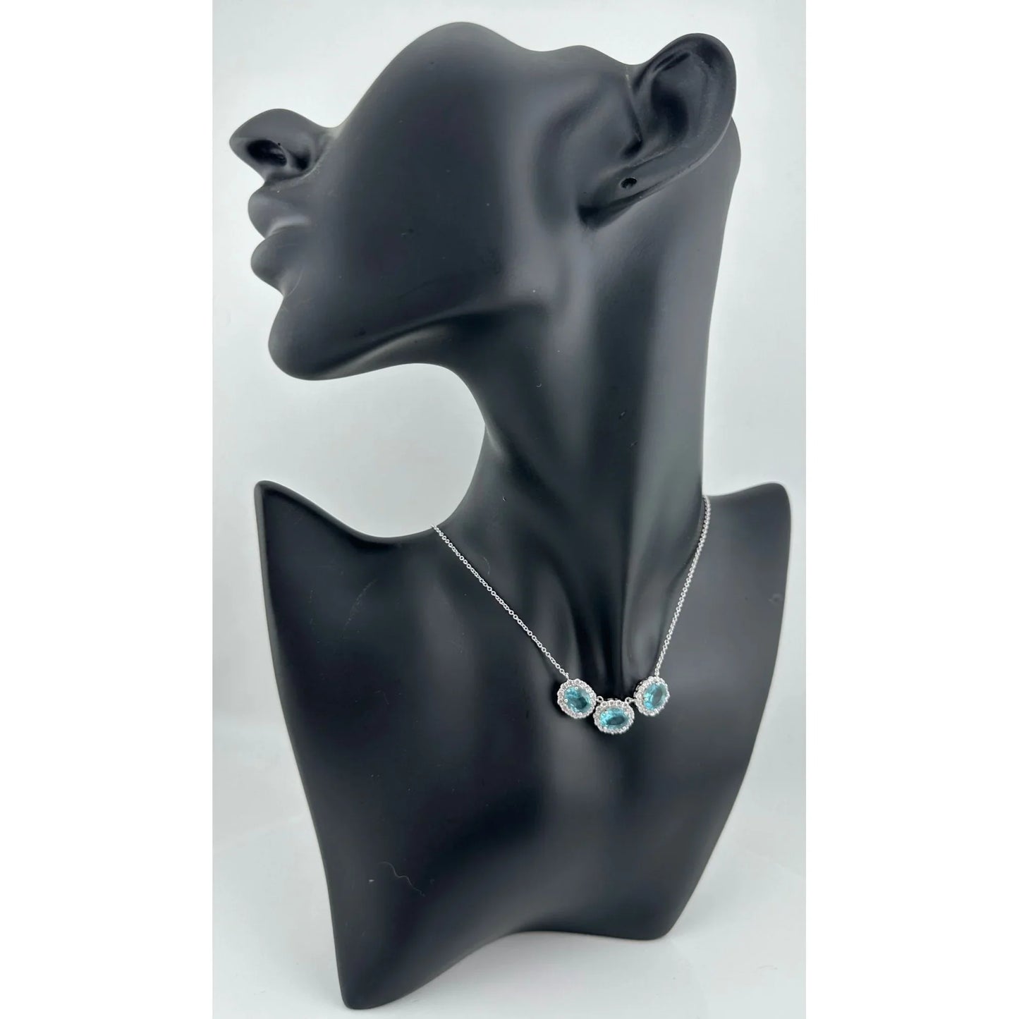 Shimmering 11.3 ct Vivid Lab Created Blue Topaz Necklace - A+ Stuff