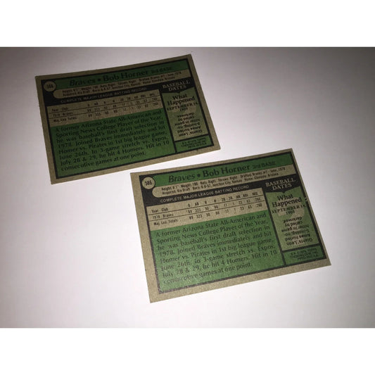 Vintage 1979 Topps Bob Horner Baseball Cards (2) - A+ Stuff