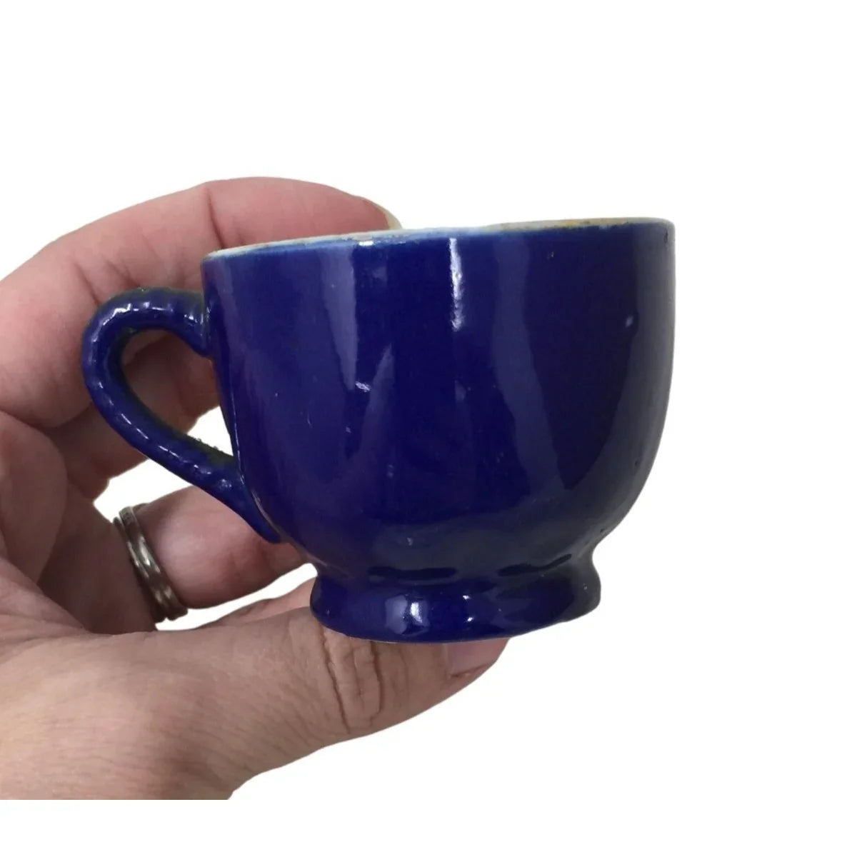 Vintage Miniature Cobalt Blue Flower Patterned Tea Cup with Saucer - A+ Stuff