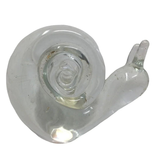 Vintage Clear Art Glass Paperweight Snail Hand Blown A+ Stuff A+ Stuff
