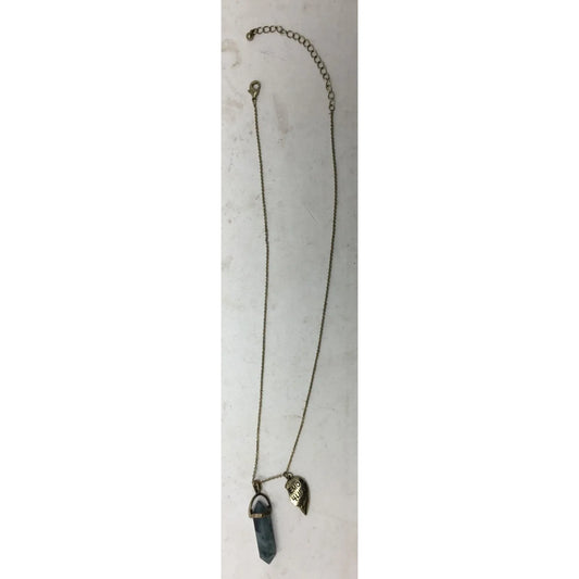 Womens/Girls Necklace with Gold Tone Chain w/ Half Heart and Faux Crystal Pendants A+ Stuff A+ Stuff