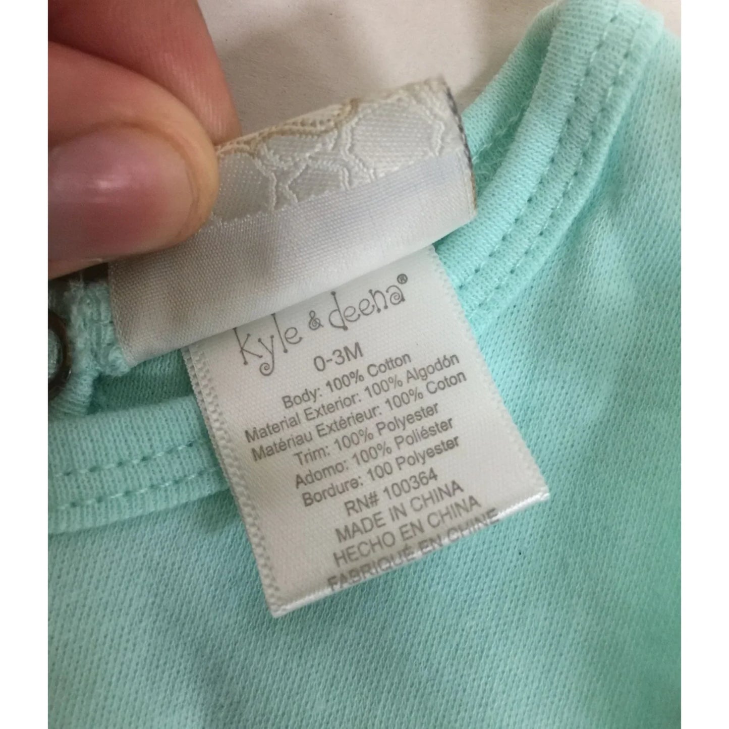 Kyle & Deena 0-3M Baby Girl Blue Onesie With Pink Flower - A+ Stuff
