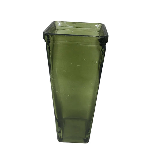 Tall 8.5'' Clear Green Glass Rectangular Flower Vase - A+ Stuff