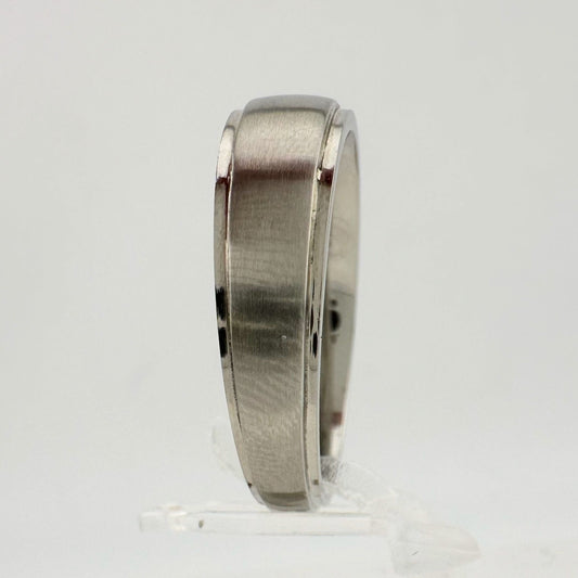 Polished Stainless Steel Diamond Wedding Band - Size 5