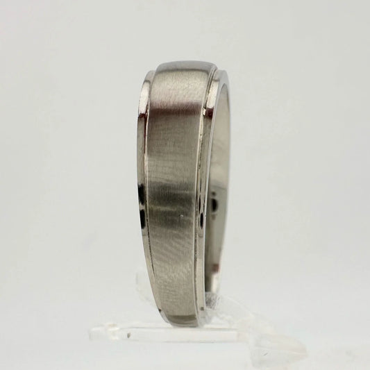 Polished Stainless Steel Diamond Wedding Band - Size 5 - A+ Stuff
