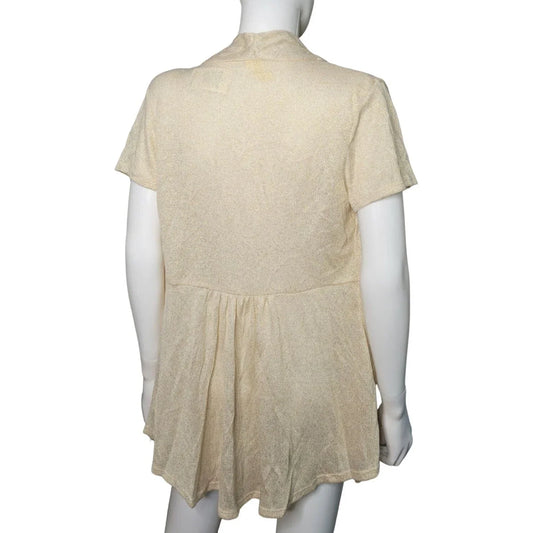 Chenault Ivory and Gold Woven Women's Medium Cover / Wrap - Short sleeves with cinched Back Chenault A+ Stuff