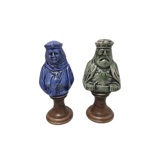 2 Vintage Ceramic Hand Painted Chess Piece Figurines (King and Queen) - A+ Stuff - Figurines - A+ Stuff