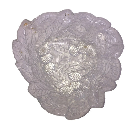 Vintage Clear Glass Bowl with Leaf and Berry Pattern unbranded A+ Stuff