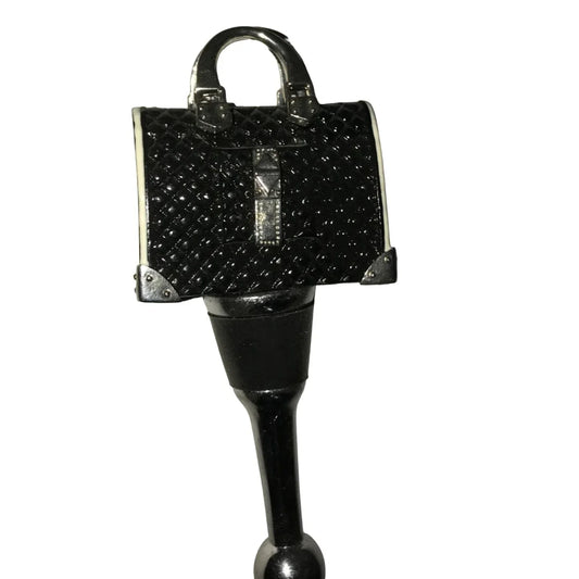 Black/Silver Handled Classy Handbag Purse Bottle Stopper 4'' - A+ Stuff