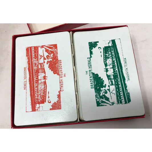 Vintage Playing Cards in Red box The Bradenton Harold- Bradenton, Florida A+ Stuff A+ Stuff