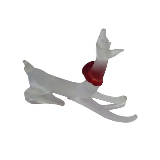 Christmas Holiday Clear Glass Dog Figurine with Red heart- About 4" - A+ Stuff