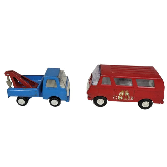 Vintage Tonka Red Fire Chief Van & Blue Tow Truck - A+ Stuff