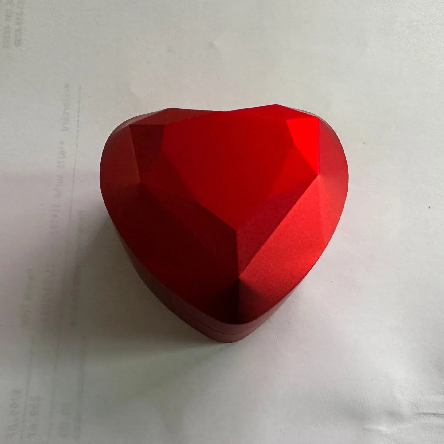 Red Heart LED Ring Box - Hard Metallic Red Exterior with Black Velvet interior - Blue Tint LED Light - A+ Stuff