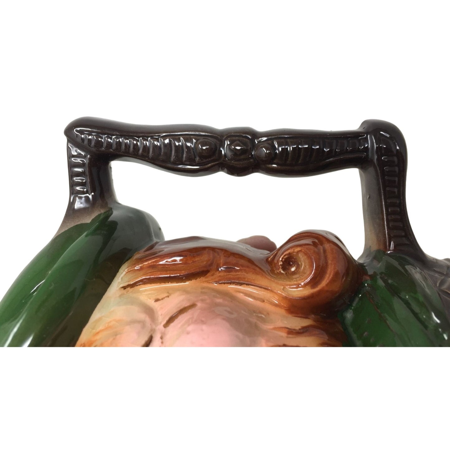 Set of 2 Vintage Men's Face Mugs w/ square handles - Green Irish Red beard and black mustache and beard