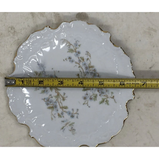 Vintage Decorative Plate Gold Rim With Blue Flowers A+ Stuff A+ Stuff