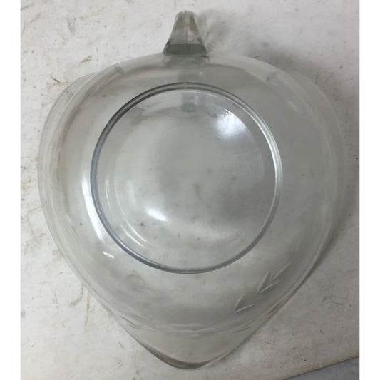 Vintage Large Clear Glass Heart/Leaf Shaped Bowl with Handle A+ Stuff A+ Stuff