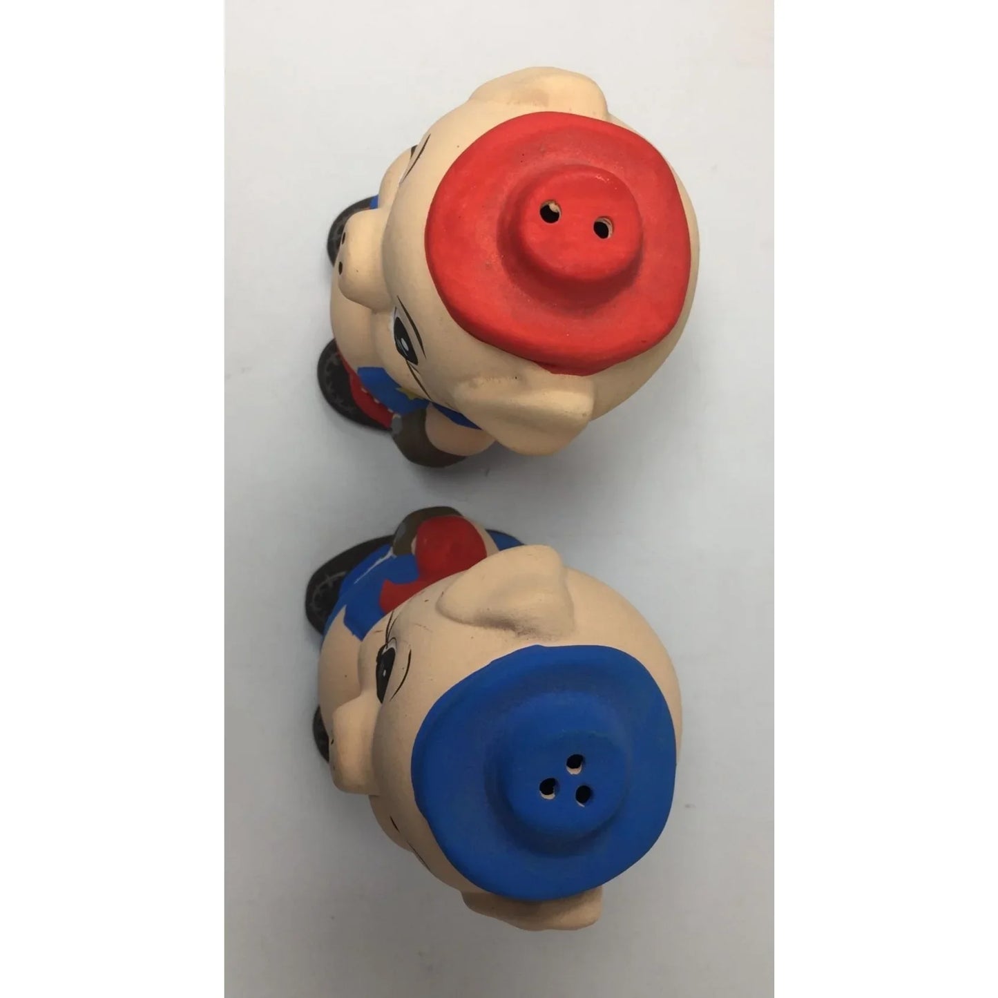 Vintage Hand Painted Salt and Pepper Shakers- Porky & Petunia Pig Sheriffs - A+ Stuff