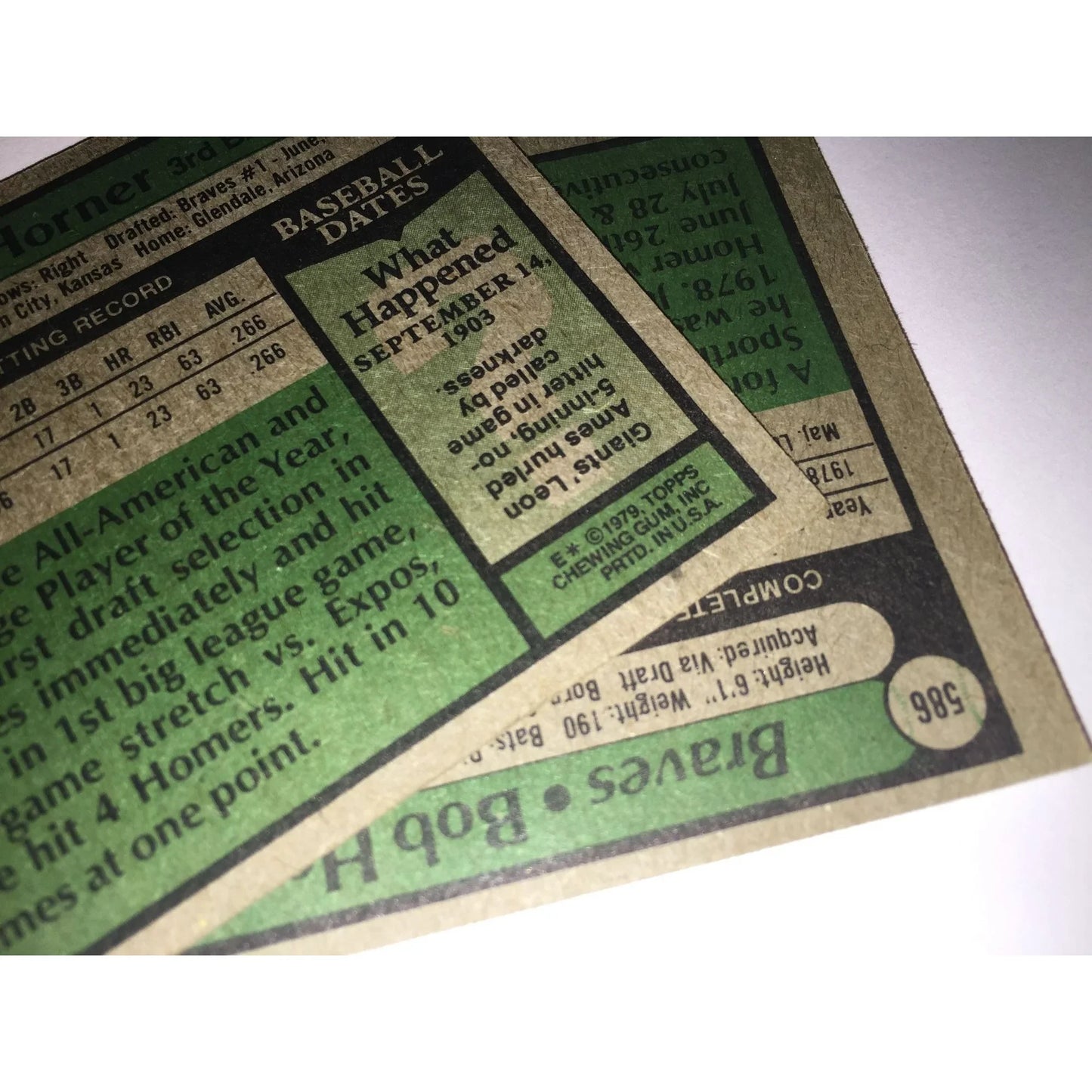 Vintage 1979 Topps Bob Horner Baseball Cards (2) - A+ Stuff