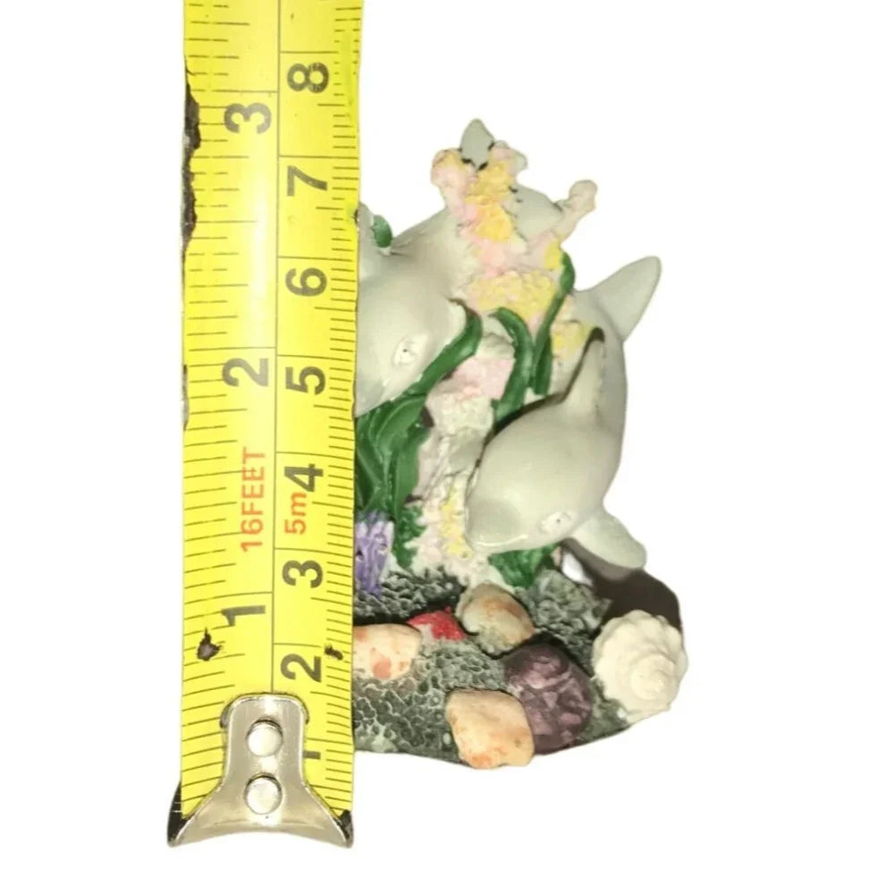 Small Miniature Figurine- 2 Dolphins Swimming by the Seabed of the Ocean - A+ Stuff