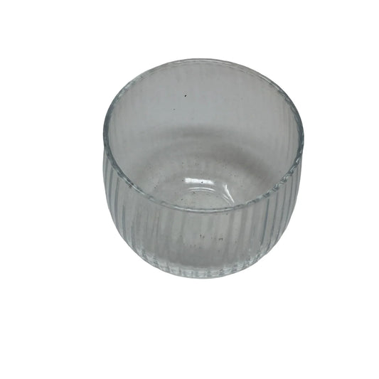 Short Textured Clear Glass Cup/Candle Holder - about 2.5'' by 3'' - A+ Stuff