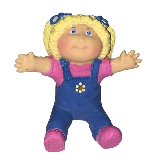 Cabbage Patch Kids Vintage 1984 Figurine Sitting Girl in Overalls w Arms Out - A+ Stuff