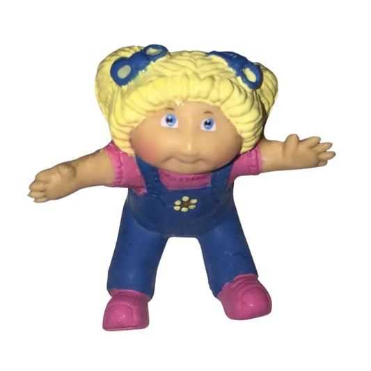 Cabbage Patch Kids Vintage 1984 Figurine Sitting Girl in Overalls w Arms Out - A+ Stuff