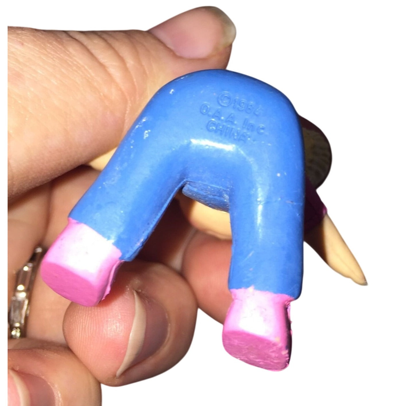 Cabbage Patch Kids Vintage 1984 Figurine Sitting Girl in Overalls w Arms Out