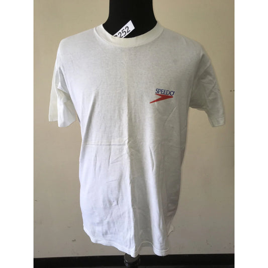 Mens White Speedo Short Sleeve Tee Shirt Size Large - A+ Stuff