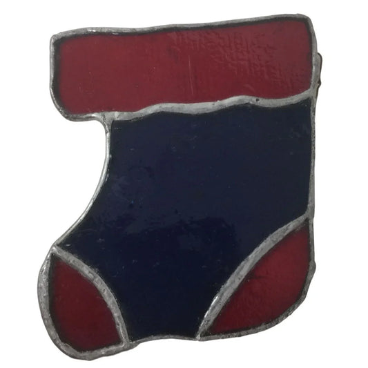Stained Glass Christmas Stocking Ornament Suncatcher Red/Blue A+ Stuff A+ Stuff