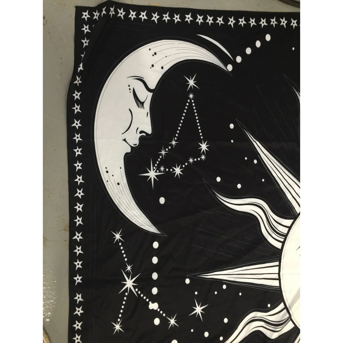 Psychedelic Sun And Moon Tapestry Wall Hanging Cloth Black/White - A+ Stuff