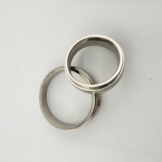His and Hers Stainless Steel Diamond Wedding Band Set (Size 5 & Size 10)
