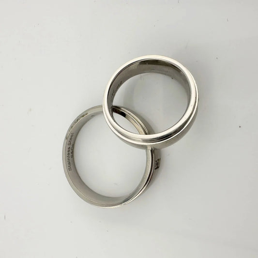 His and Hers Stainless Steel Diamond Wedding Band Set (Size 5 & Size 10) - A+ Stuff