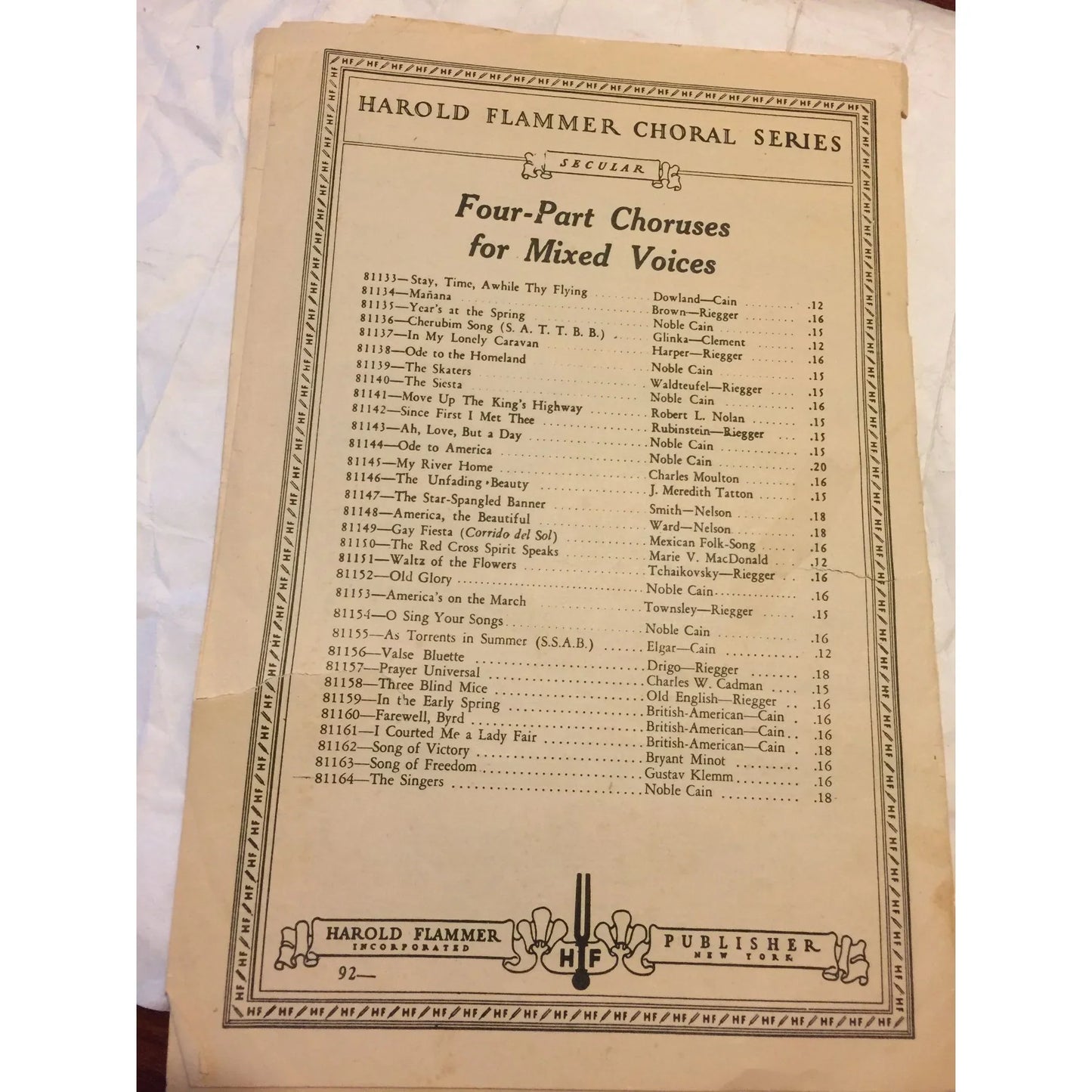 G. Schirmer's Secular Choral Music & Harold Flammer Choral Series Sheet Music - A+ Stuff