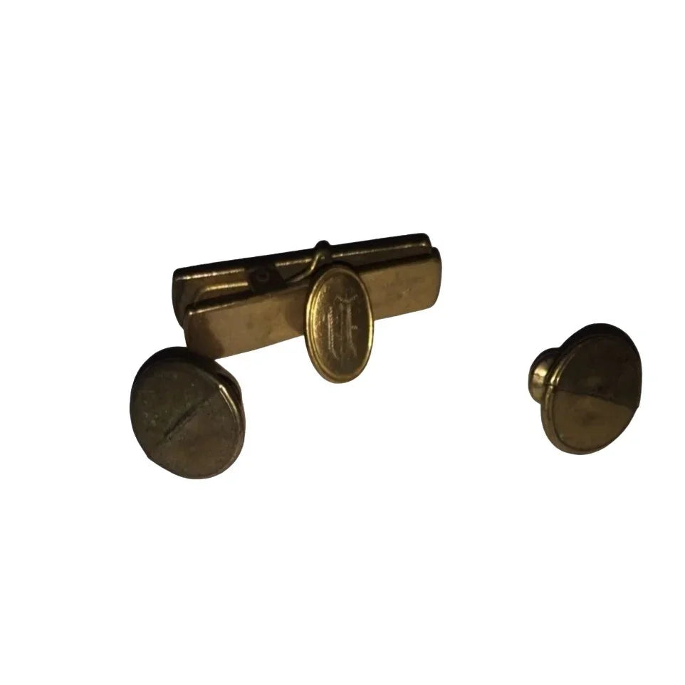 Mens Gold Tone Tie Pin and Cufflinks With Initial "D" - A+ Stuff
