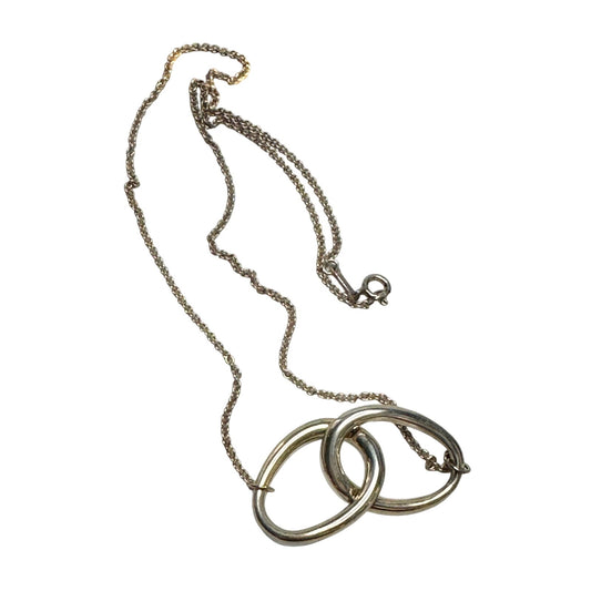 Tiffany and Co Elsa Peretti Large Double Loop Pendant Necklace 14" - Sterling Silver