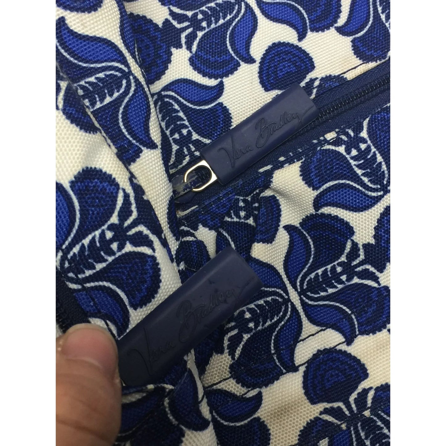 Vera Bradley Blue/White Essentials Floral Printed Backpack/Bookbag - A+ Stuff