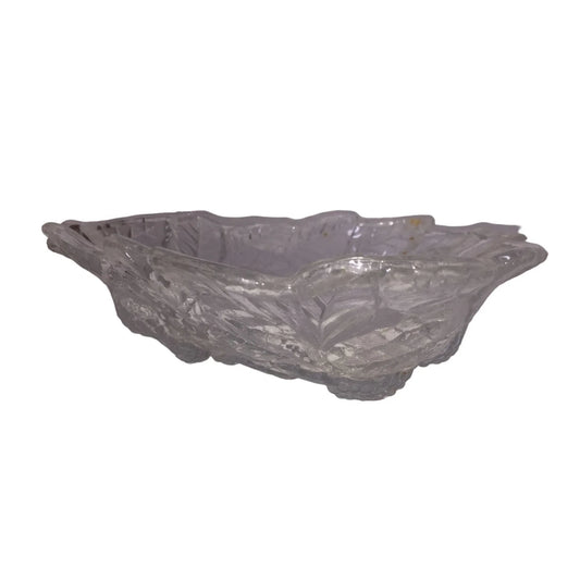 Vintage Clear Glass Bowl with Leaf and Berry Pattern unbranded A+ Stuff
