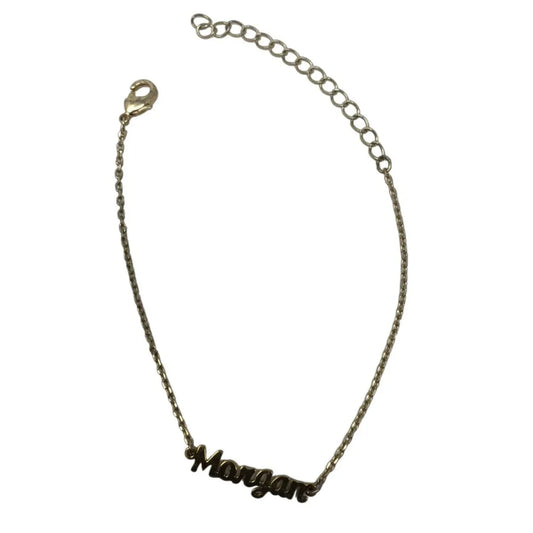 Gold tone Women's/Girls Bracelet or Anklet with the name "Morgan" In Cursive -- A+ Stuff Bracelet