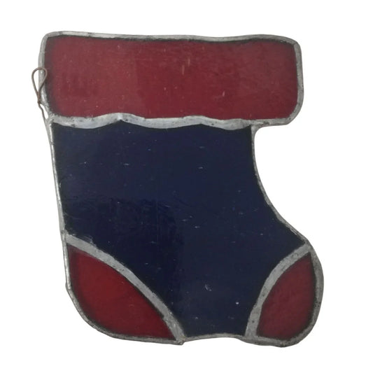 Stained Glass Christmas Stocking Ornament Suncatcher Red/Blue A+ Stuff A+ Stuff
