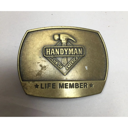 Mens Vintage Gold Belt Buckle Handyman Club of America Life Member - A+ Stuff