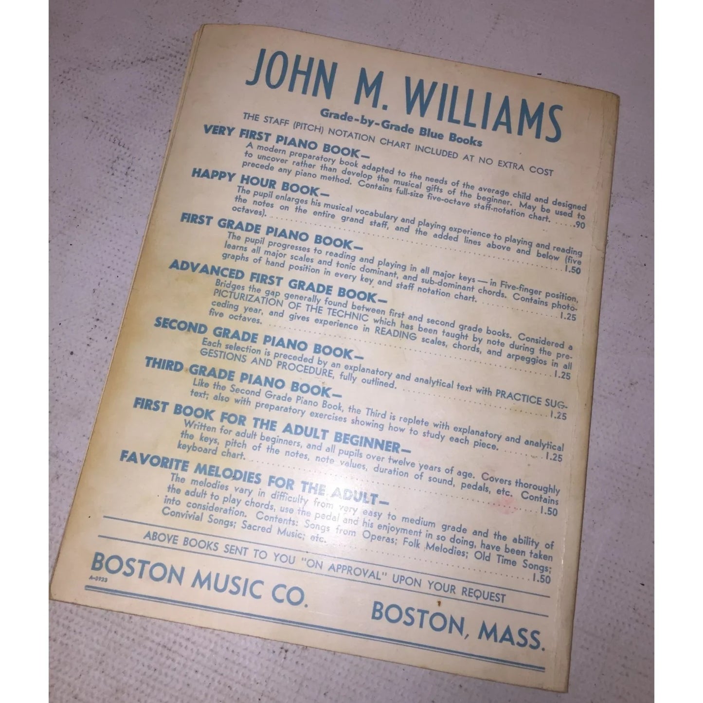 John M Williams First Book for the Adult Beginner Boston Music Co - A+ Stuff