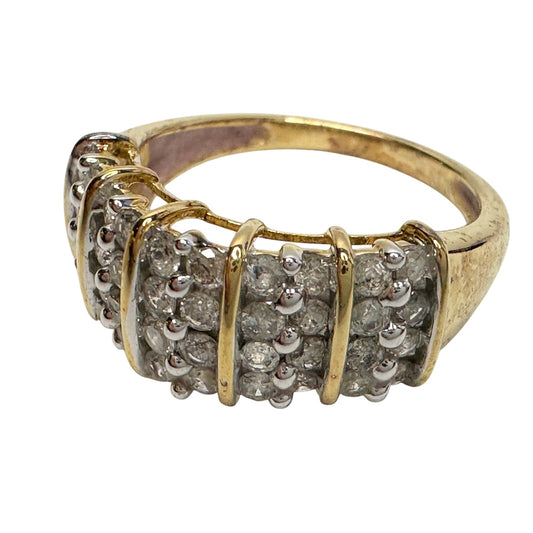 Elegant 1.00 Carat Diamond Anniversary Ring 14kt Gold Overlaying Sterling SIlver