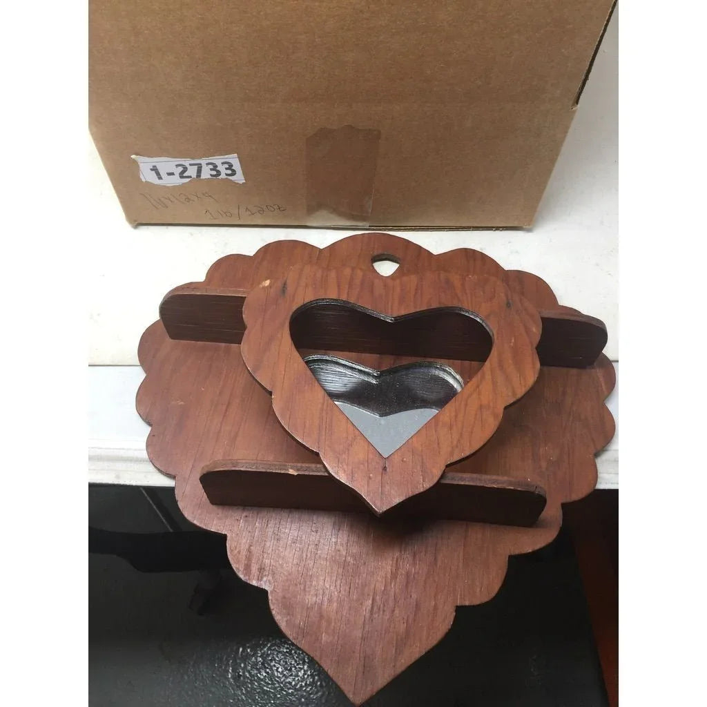 Two Tiered, Wall hanging Wooden Heart Shaped Mirror (12x12 inches) A+ Stuff A+ Stuff