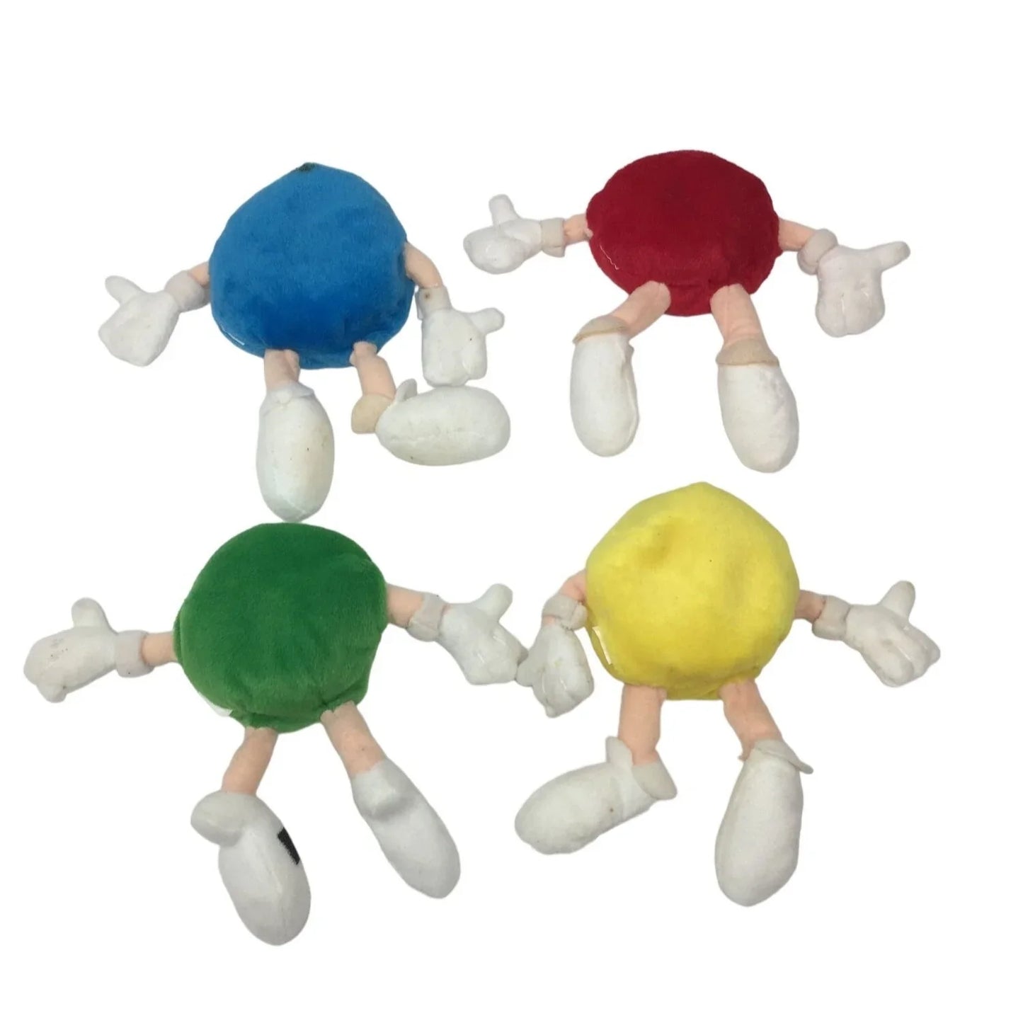 Vintage Set of 4 Collectible Stuffed M&M Beanies (Blue, Red, Yellow, Green) - A+ Stuff