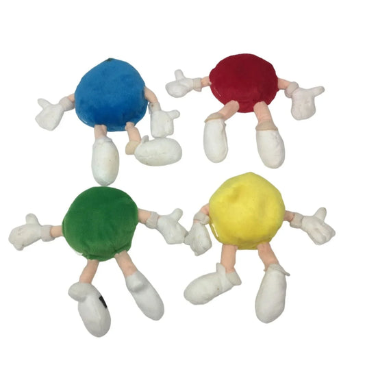 Vintage Set of 4 Collectible Stuffed M&M Beanies (Blue, Red, Yellow, Green) - A+ Stuff