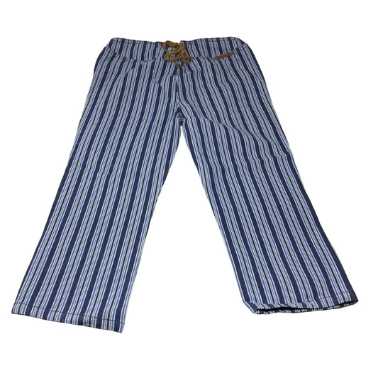 Abercrombie Girls Size 8 Striped Blue Super Low Rise Capri Pants New with Tags - A+ Stuff