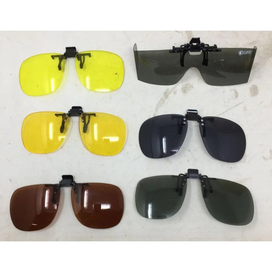 Clip On/Flip Up Sunglasses Lenses (6 Total) (3 Black/Gray, 2 Yellow, 1 Brown) A+ Stuff A+ Stuff